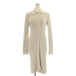 22AW Fine Slub Rib Shirt Dress カーディガン ワンピース ニット ロング 長袖 前開き リブ