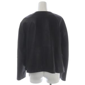 ESTNATION ラムレザー フレアジャケット ノーカラー 羊革 38 黒 ブラック