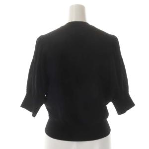 ANAYI 21AW コットンナイロンドルマンショートカーディガン ニット クロップド 七分袖 Vネック 金ボタン 38 黒 ブラック