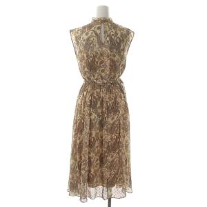 ANAYI 21AW ジャガードペイズリープリントワンピース ハイネック ノースリーブ ロング 総柄 36 ベージュ