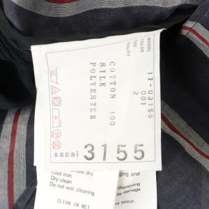 sacai シアーストライプ ドッキング カーディガン ニット 切替 長袖 2 黒 赤 グレー