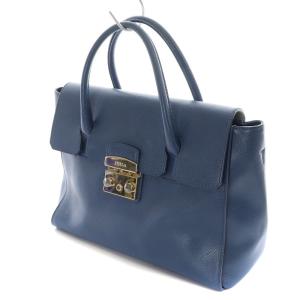 FURLA メトロポリス ハンドバッグ トートバッグ レザー 青 ブルー