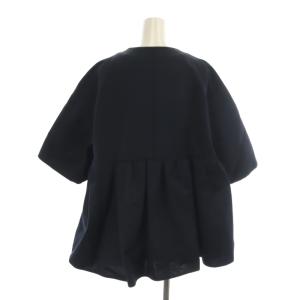 Drawer グログランショートスリーブ ジャケット ノーカラー 七分袖 38 ネイビー