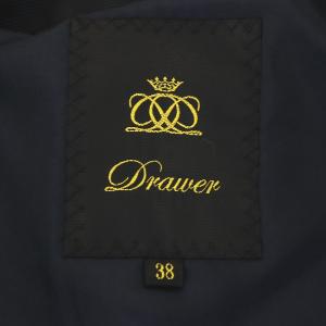 Drawer グログランショートスリーブ ジャケット ノーカラー 七分袖 38 ネイビー