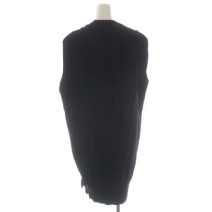 Drawer 14Gコットンフリンジノースリーブニット ワンピース 膝丈 1 黒 ブラック