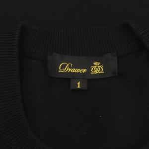 Drawer 14Gコットンフリンジノースリーブニット ワンピース 膝丈 1 黒 ブラック