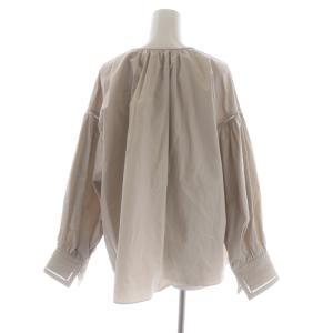 Drawer コットンピンタックカフブラウス 前開き 長袖 36 ベージュ