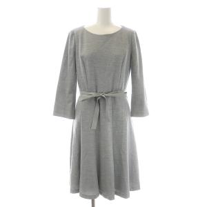 Harrods ワンピース セットアップ スーツ 上下 ノーカラージャケット ロング 長袖 九分袖 ウエストリボン付き 2 グレー