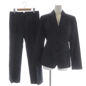 Paul Smith BLACK スーツ セットアップ 上下 ストライプ ジャケット パンツ テーラード ストレート 40 チャコールグレー 青 ブルー