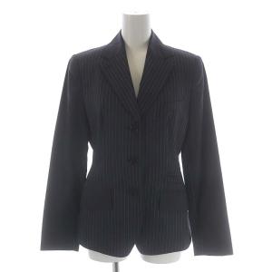 Paul Smith BLACK スーツ セットアップ 上下 ストライプ ジャケット パンツ テーラード ストレート 40 チャコールグレー 青 ブルー