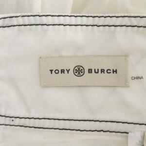 TORY BURCH コットン変形ロングスカート マキシ フレア ステッチ タック 2 オフホワイト 黒 ブラック