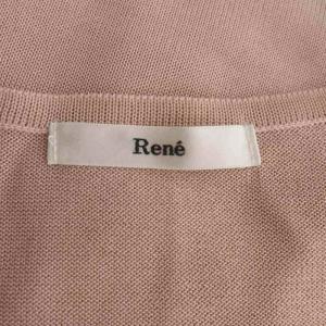 René パール装飾 フリル カーディガン ニット 長袖 36 ピンク
