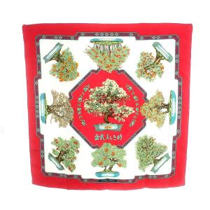 HERMES BONSAI 盆栽 カレ90 スカーフ シルク 絹 マルチカラー OH