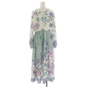 GRACE CONTINENTAL 22SS ペイズリープリントワンピース ギャザー マキシ ロング 長袖 36 白 ホワイト