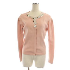 21SS フラワーモチーフカーディガン 装飾 長袖 F ピンク