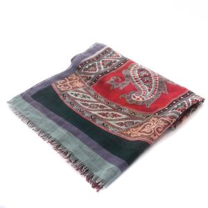 ETRO ストール カシミヤ ペイズリー柄 総柄 フリンジ パープル マルチカラー