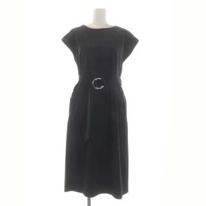 ノースリーブワンピース ひざ丈 ベロア 36 黒 ブラック