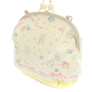 franche lippée トートバッグ ハンドバッグ がま口 猫 レザー 白 ホワイト