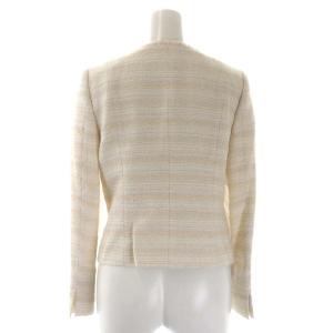 ANAYI ツイード ノーカラージャケット ラメ 34 ベージュ アイボリー