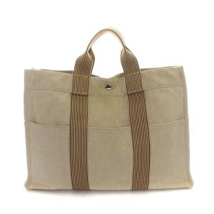 HERMES フールトゥ トートMM トートバッグ キャンバス 茶 ブラウン 白 ホワイト OH