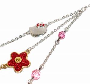 SWAROVSKI ハローキティ キティちゃん ネックレス ペンダント フラワーモチーフ ハート ラインストーン クリスタル シルバー ピンク