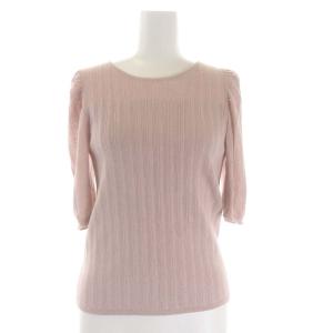 22SS シアー切り替えリブ プルオーバー カットソー 五分袖 36 ピンク
