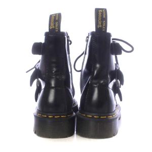 Dr.Martens FENIMORE BLACK POLISHED SMOOTH ワークブーツ ショート フラット レースアップ ベルトモチーフ