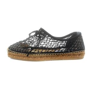 JIMMY CHOO フラットシューズ エスパドリーユ 編み 35 22cm 黒 ブラック