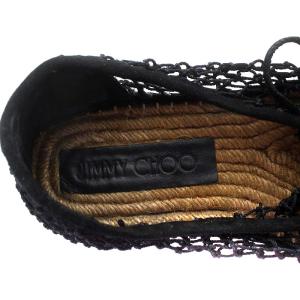 JIMMY CHOO フラットシューズ エスパドリーユ 編み 35 22cm 黒 ブラック