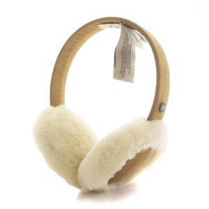 耳当て イヤーマフ スエード レザー ワンポイント 茶 ブラウン