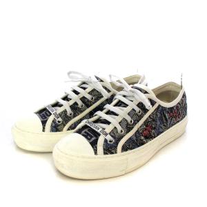 Christian Dior WALK'N'DIOR スニーカー エンブロイダリー ローカット キャンバス 37.5 ネイビー