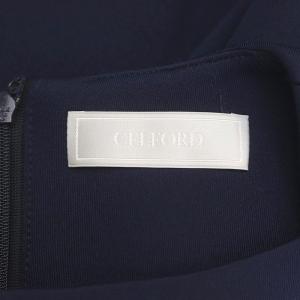 CELFORD 22SS スクエアネックポンチワンピース ロング ミモレ 半袖 36 紺 ネイビー