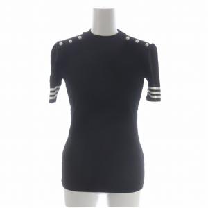 SUMMER PEARL KNIT 半袖 ニット カットソー ボーダー 36 黒 白 ブラック ホワイト