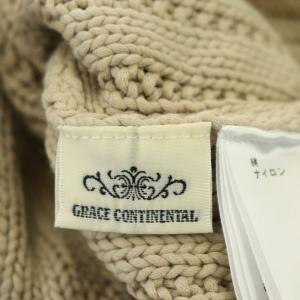 GRACE CONTINENTAL ローゲージVネックカーディガン ニット 長袖 ケーブル Vネック コットン混 36 ベージュ