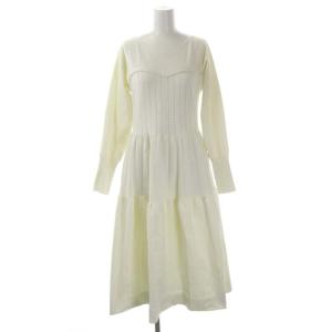  ホールガーメント風ベアニットワンピース ロング ミモレ 長袖 38 白 ホワイト