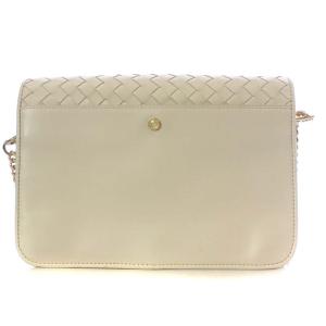 COLE HAAN GRANDSERIES ショルダーバッグ ワンショルダー 斜め掛け 編み込み チェーン レザー 白 ホワイト