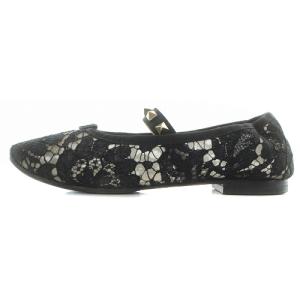 VALENTINO GARAVANI レース スタッズ ストラップシューズ 36.5 23.5cm 黒 ブラック