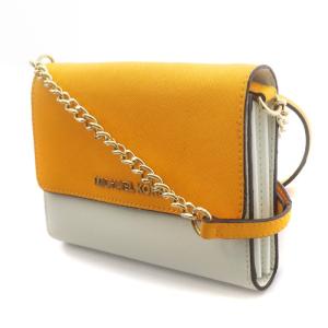 MICHAEL KORS ショルダーバッグ ショルダーウォレット レザー ロゴ バイカラー オレンジ 白 ホワイト