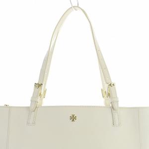 TORY BURCH ワンポイント ロゴ トートバッグ ハンドバッグ レザー 白 ホワイト