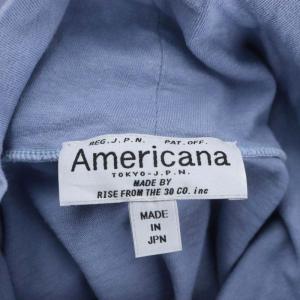 AMERICANA Amey Shape your world刺繍 タートルネックカットソー 長袖 プルオーバー スモークブルー