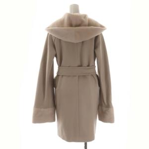 Max Mara カシミヤ混 アルパカ フーデッド ガウン コート アウター ロング 36 スモークピンク