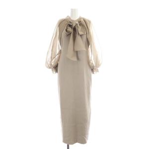 22AW ボレロ付きリブニットワンピース ノースリーブ マキシ ロング 38 ベージュ