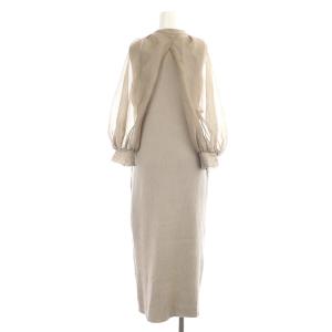 CELFORD 22AW ボレロ付きリブニットワンピース ノースリーブ マキシ ロング 38 ベージュ