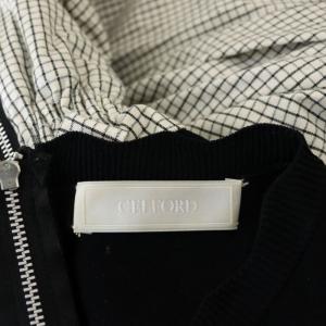 CELFORD 22AW ニットドッキングワンピース ノースリーブ マキシ ロング チェック柄 36 黒 ブラック 白 ホワイト
