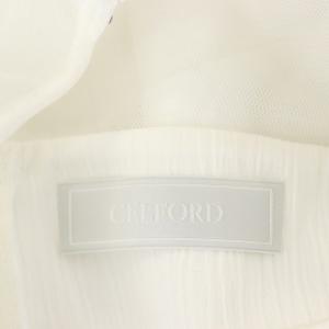 CELFORD 23SS パフスリーブタイトワンピース マキシ ロング クルーネック 半袖 38 白 ホワイト