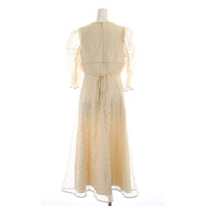 CELFORD 22AW バリエーションチュールギャザードレス ワンピース ロング マキシ丈 九分袖 レース 38 ライトベージュ