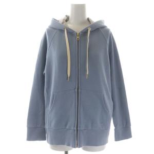 フルジップパーカー スウェット 長袖 フード ロゴ刺繍 38 ライトブルー