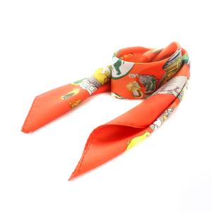 カレ 90 COUVEE D'HERMES エルメスの卵 スカーフ シルク サーモンピンク
