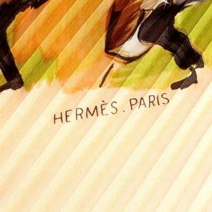 HERMES カレプリッセ90 CONCERTO スカーフ シルク ピンクベージュ