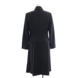 OLD ENGLAND ワンピースジャケットセットアップ 長袖 ロング丈 ミモレ丈 ラウンドカラー 36 M 黒 ブラック